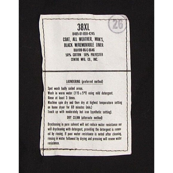 US Navy All Weather Black Trench Rain Coat With Liner Men's Size 38 XLong - Picture 5 of 9